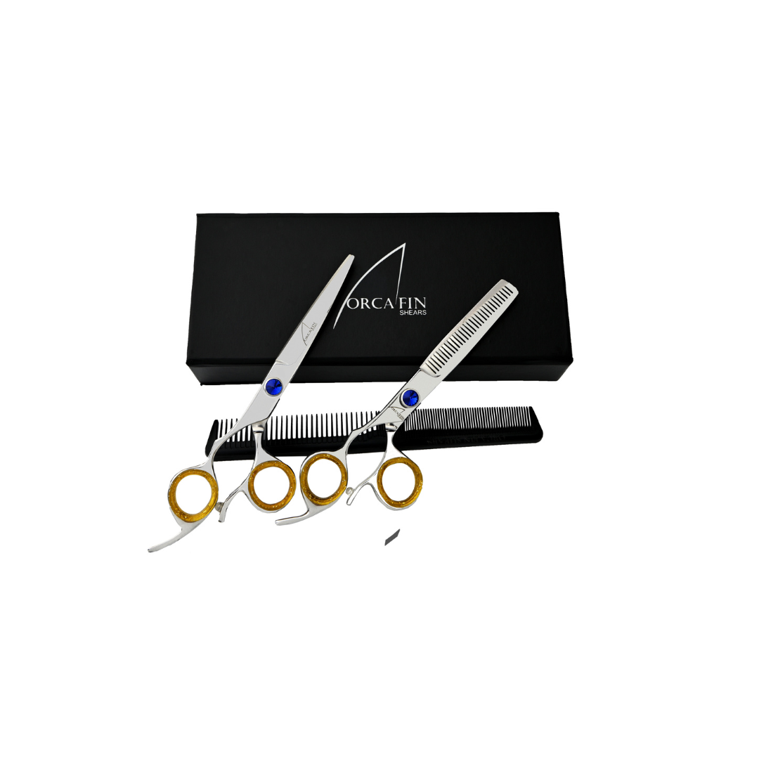 ORCA LEFT HAND SLICE MASTER BARBER & THINNING PAIR OF PROFESSIONAL SHEARS